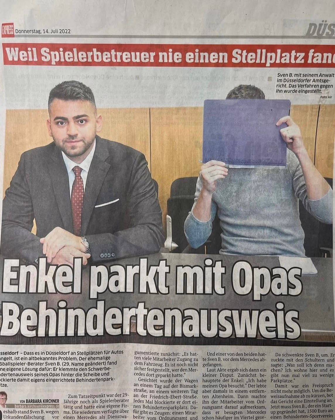 Enkel parkt mit Opas Behindertenausweis — Verfahren eingestellt