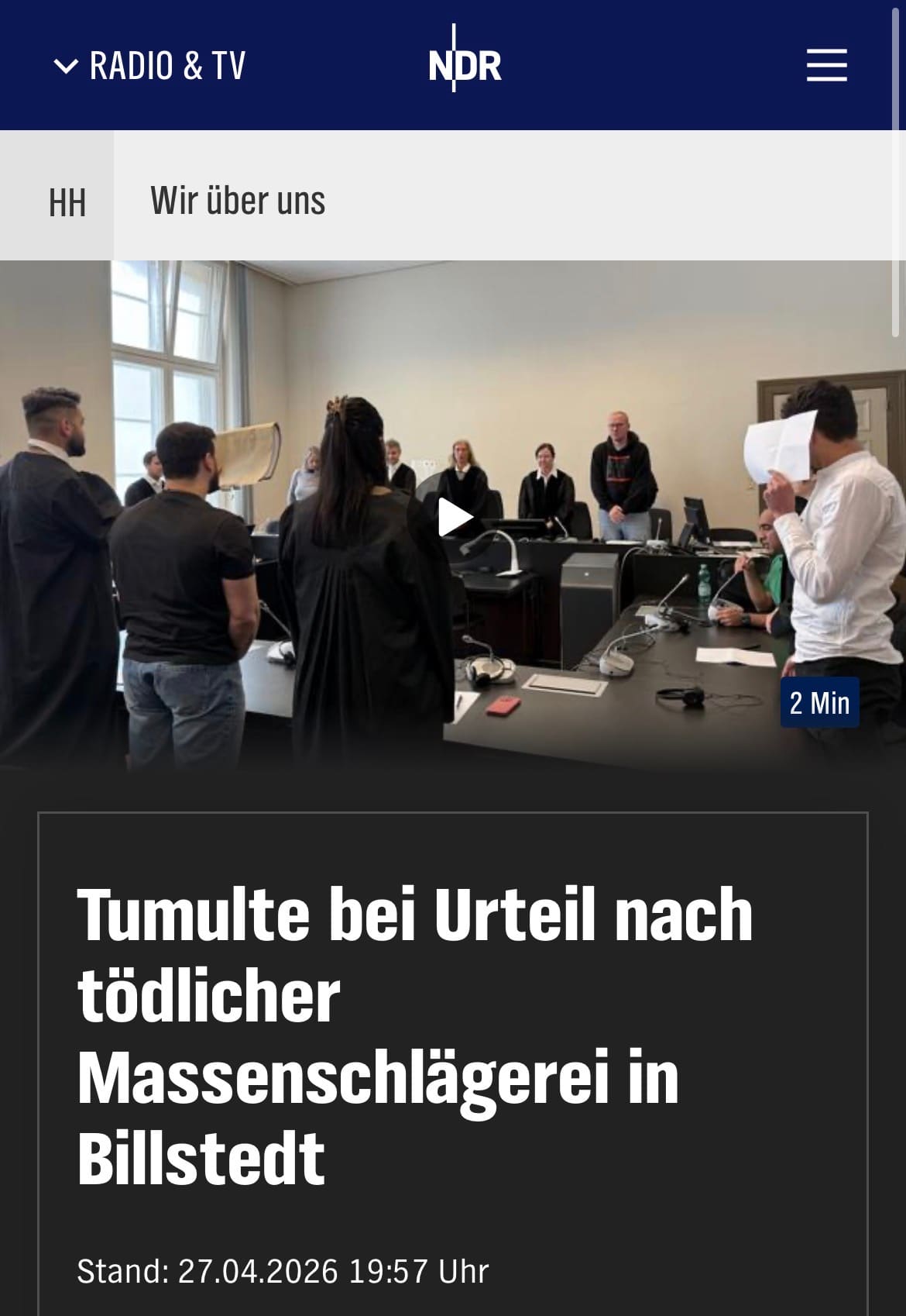 Tumulte bei Urteil nach tödlicher Massenschlägerei in Billstedt